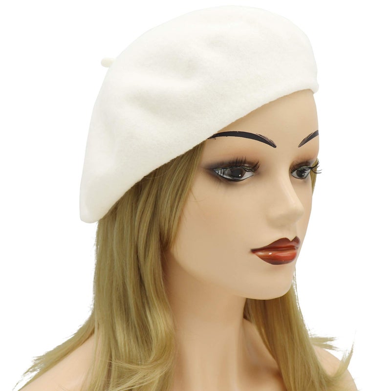 Umeepar Wool French Beret Hat for Women (White) - Image 5